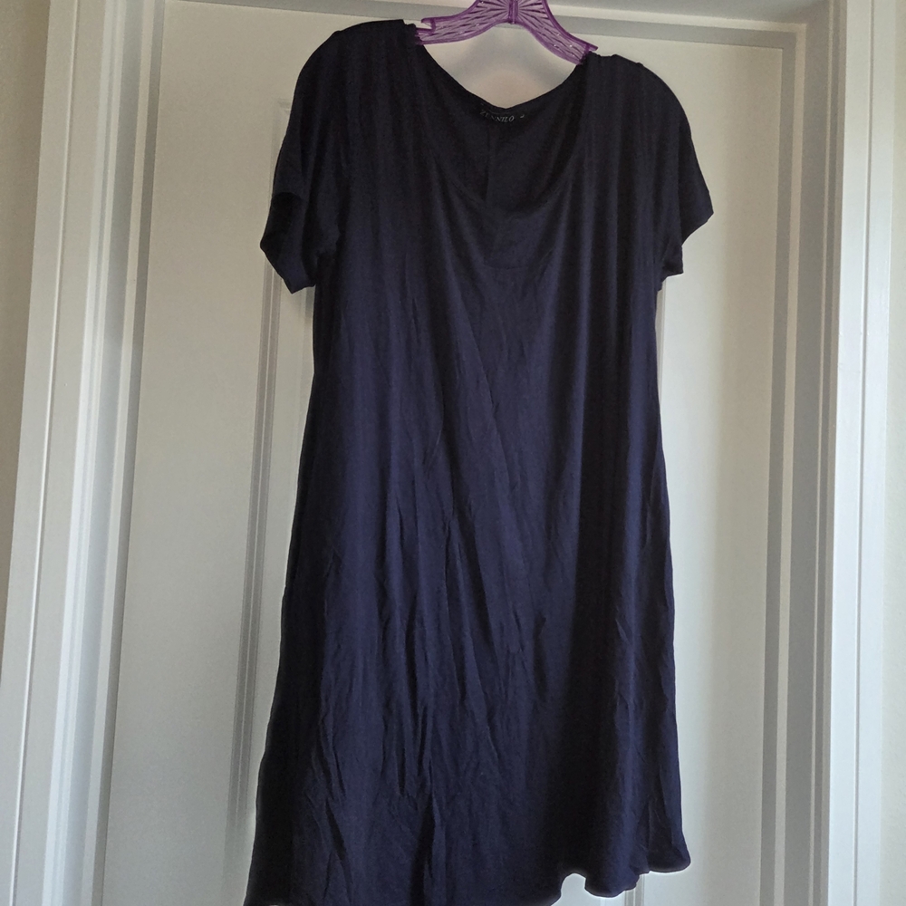 Navy Blue Short Sleeve Dress